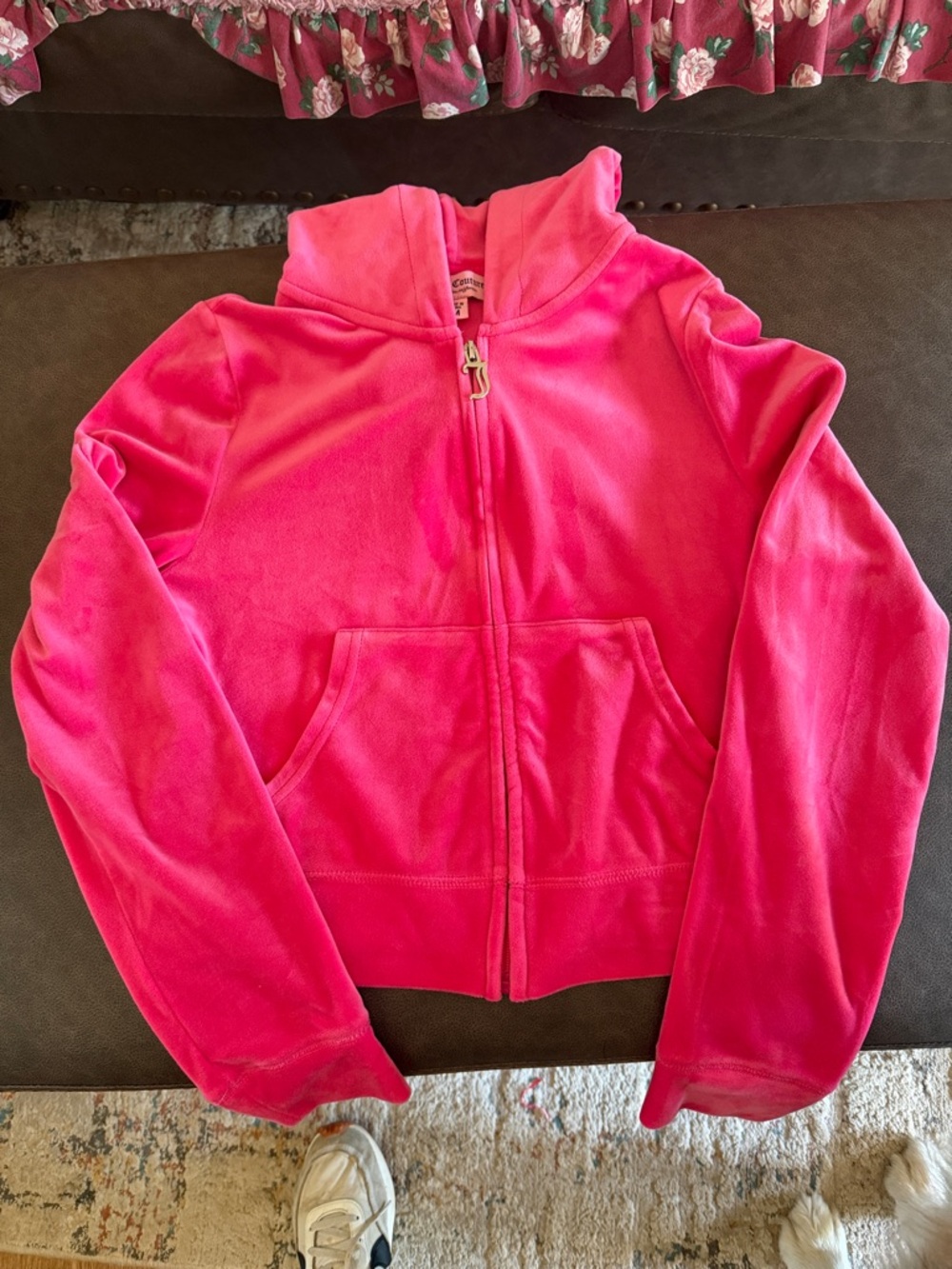 Juicy Couture Bright Pink Velour Zip Hoodie